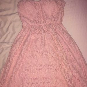 Wet Seal pink blush strapless lace mini dress